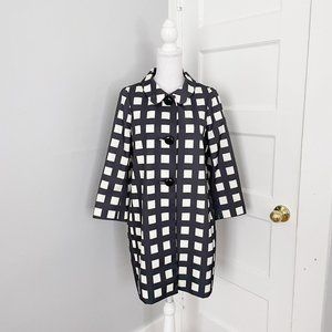 Kate Spade Black & Cream Franny Rain Coat Women's Size Small Checkered Jacket